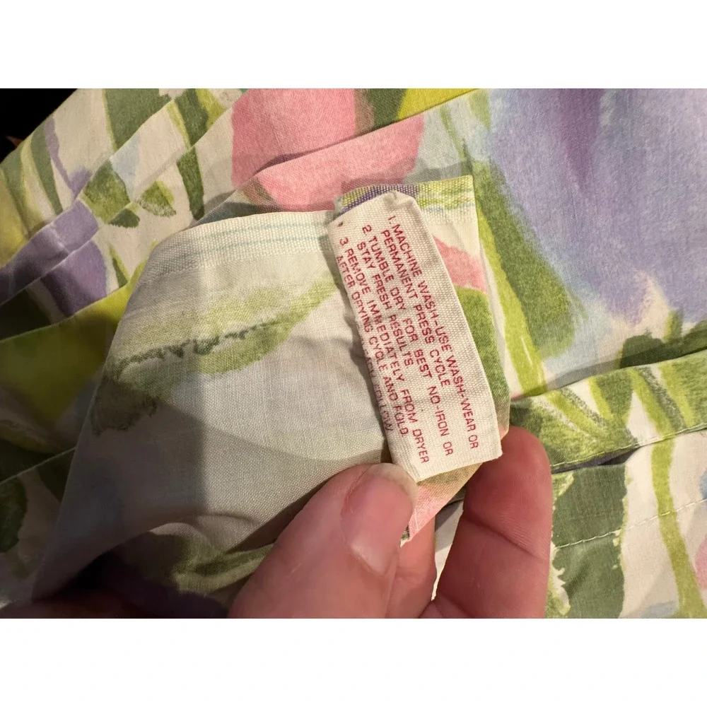 Vintage Cannon Royal Family‎ Queen Flat Sheet Floral Tulip Percale Made in USA